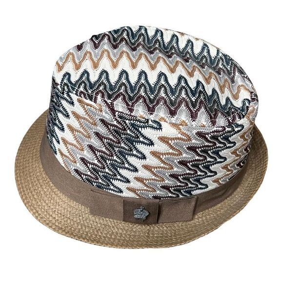 Christy\'s Crown Collection Women\'s Zigzag Pattern Hat Tan Navy Size Small/Medium main image 5